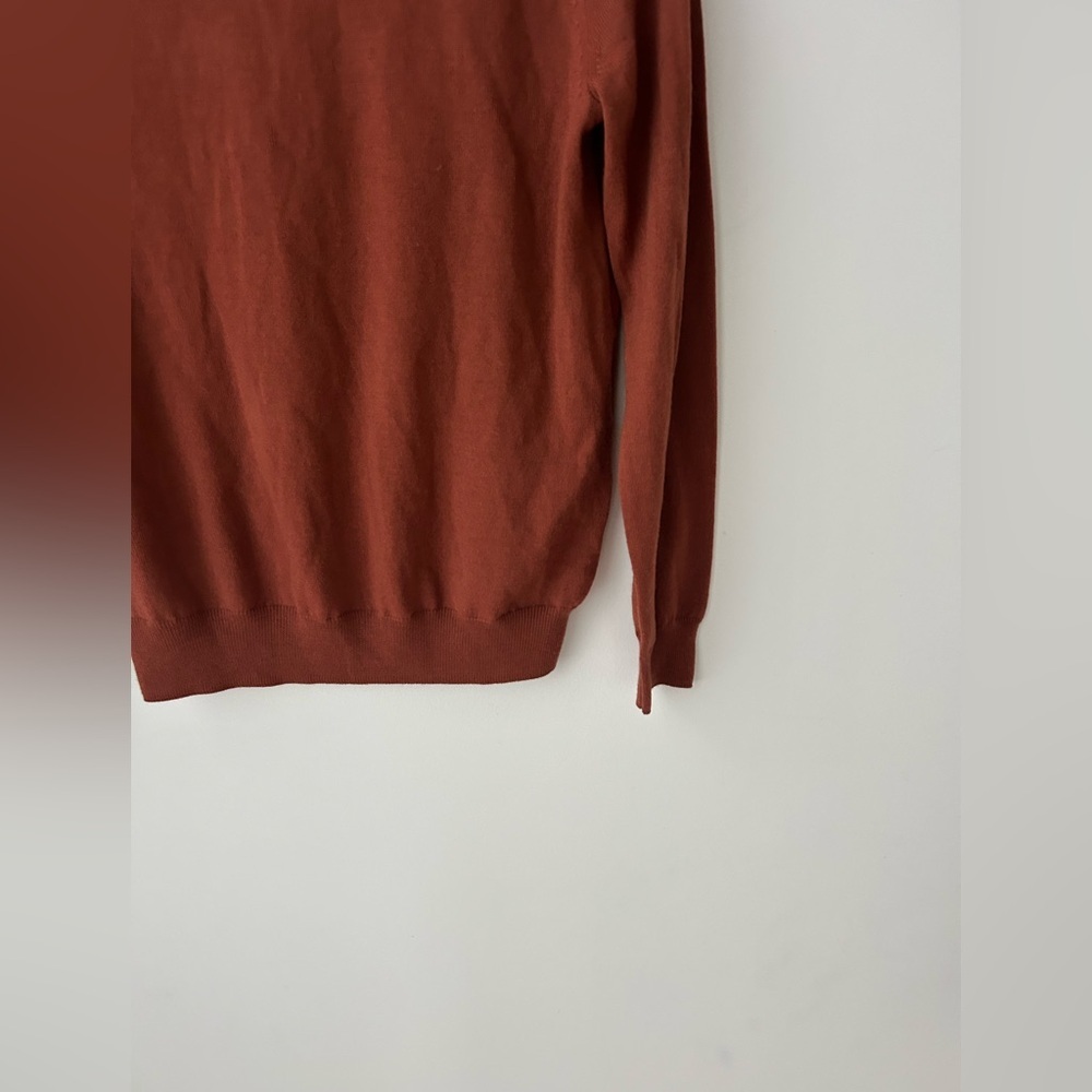 Jcrew merino wool burnt orange v neck sweater - Picture 2 of 10